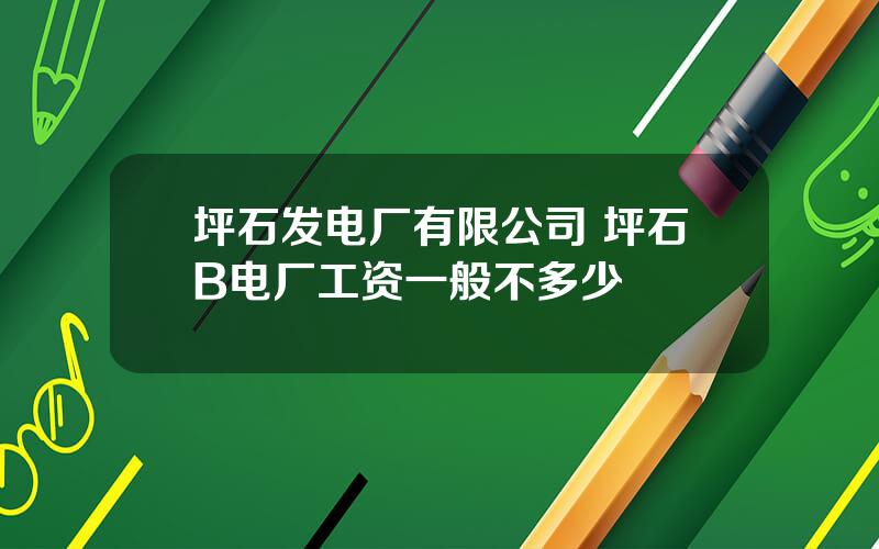 坪石发电厂有限公司 坪石B电厂工资一般不多少